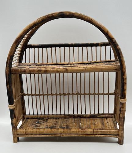 Vtg 1960s burnt bamboo - bamboo, two